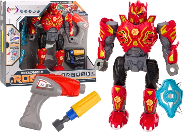 Robot atornillable con taladro, destornillador, luces y sonidos – rojo