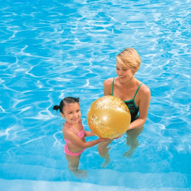 Pelota inflable con purpurina amarilla, 51 cm