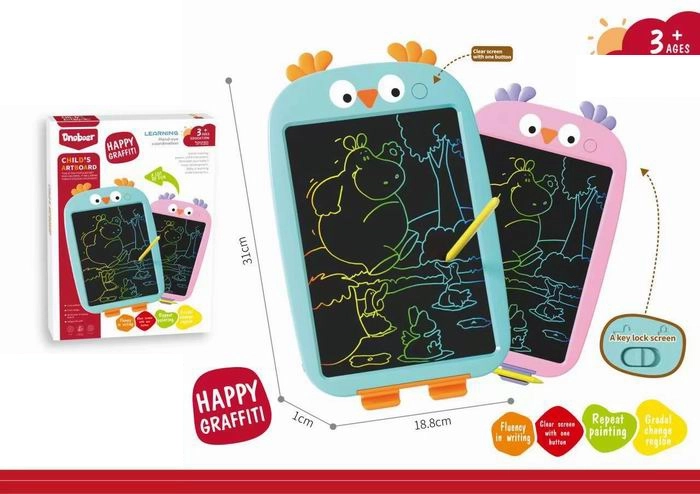 Tableta LCD para escribir Búho rosa