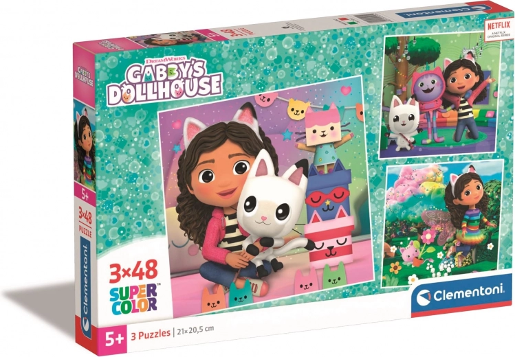 Puzzle 3×48 piezas La casa de muñecas de Gabby – SQUARE