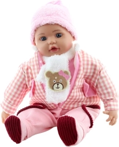 Muñeca bebé niña con osito y bufanda 50 cm