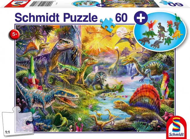 Puzle de dinosaurios de 60 piezas con regalo de figuritas – SCHMIDT