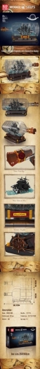 Set de construcción de barco pirata en botella (792 piezas)