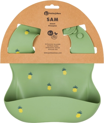 Babero de silicona Petite&Mars Take&Match Sweet Pineaples 6m+