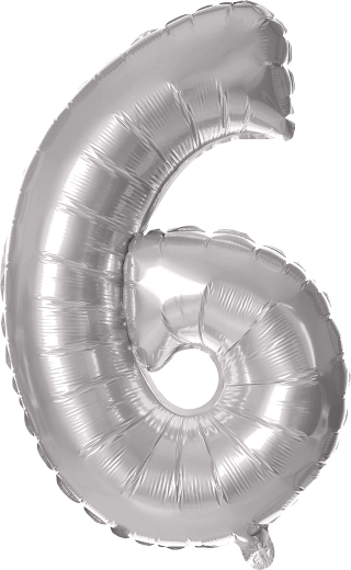 Globo de foil TORO número 6, 30 cm, plateado