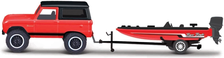 Maisto Design Tow & Go – 1966 Ford Bronco con remolque y lancha a motor 1:64