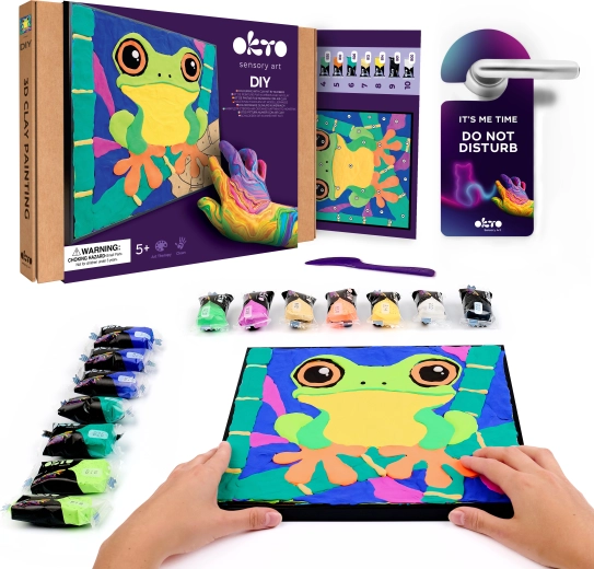 OKTO Ranita – kit artístico de pintura con masa por números 29 × 29 cm