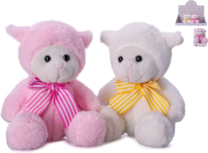 Ovejita de peluche sentada con lazo 15 cm