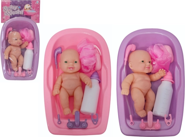 Muñeca bebé en bañera con accesorios - 1 pieza