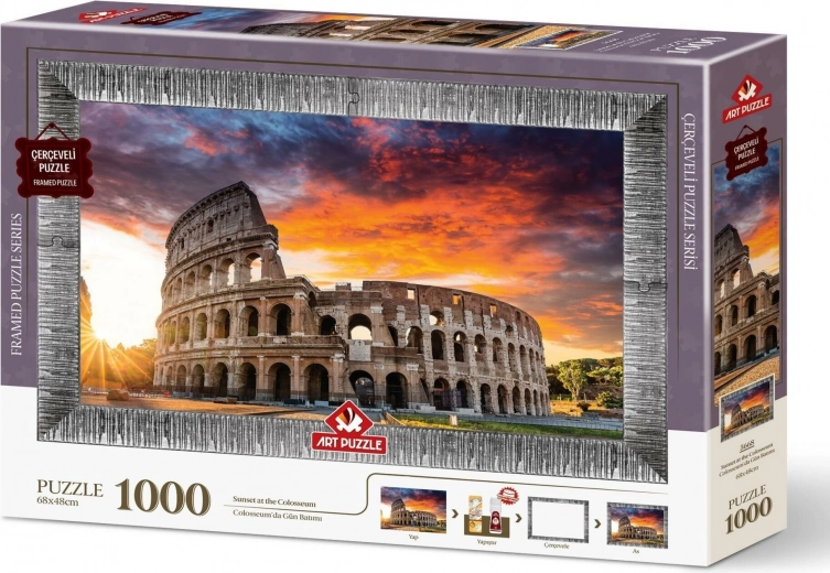Puzle de la puesta de sol sobre el Coliseo con pegamento y marco, 1000 piezas