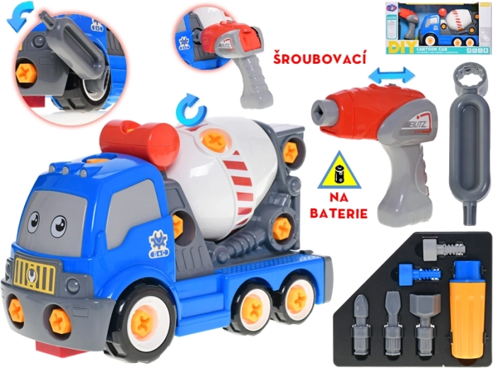 Hormigonera interactiva de construcción de 28 cm con taladro a pilas