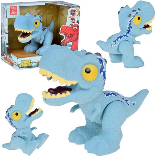 Figura azul de dinosaurio velociraptor con extremidades articuladas