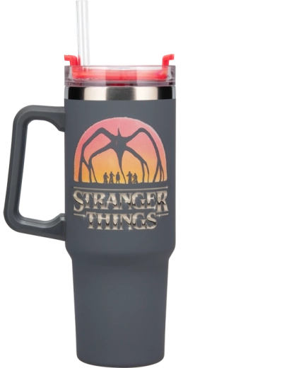 Vaso térmico (tumbler) Stranger Things 1200 ml con pajita y asa