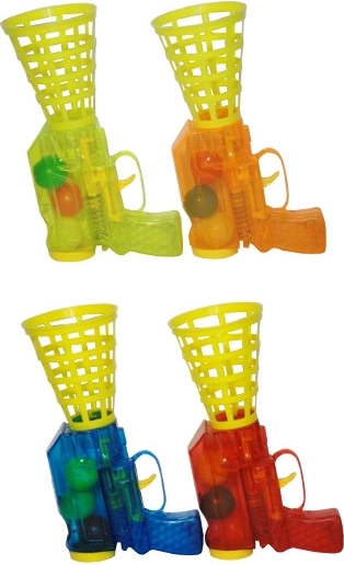 Juego de disparos con pelotas – pistola con cesta para atrapar