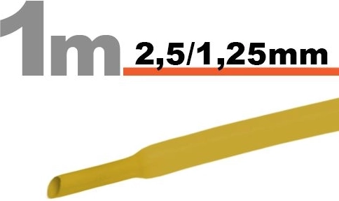 Tubo termorretráctil amarillo 2,5/1,25 mm