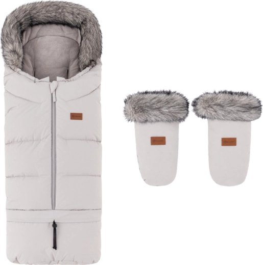 Saco de invierno Petite&Mars Arctic 4 en 1 con manoplas para carrito Fjora Champagne Shower