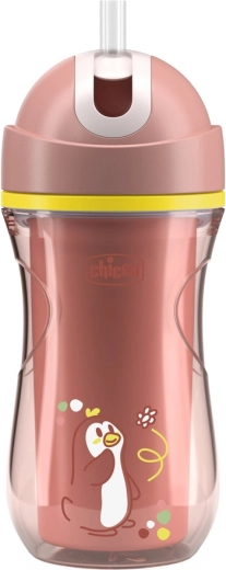 Vaso térmico deportivo Chicco con pajita rosa (14 m+)