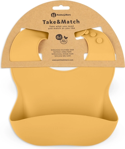 Babero de silicona PETITE&MARS Take&Match intense ochre 6m+