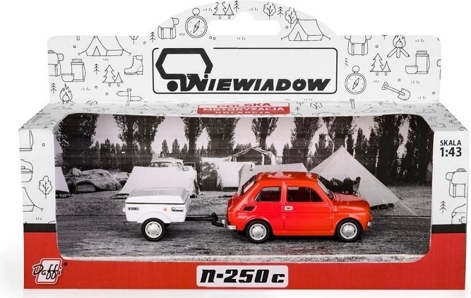 Fiat 126p con remolque Niewiadów (versión corta) modelo rojo