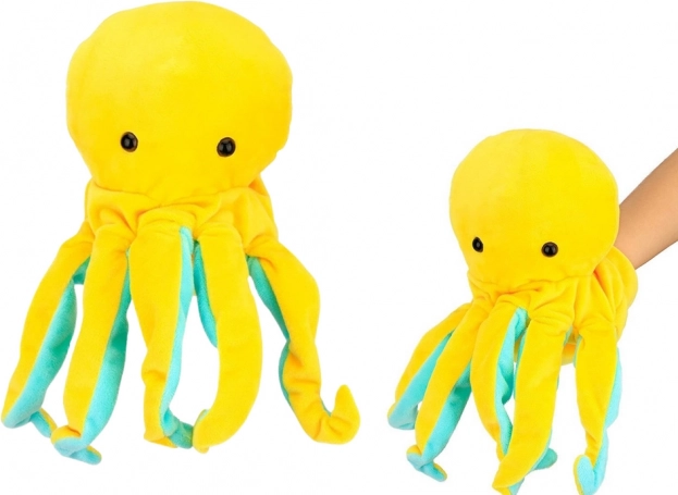 Marioneta de peluche Pulpo amarilla 25 cm