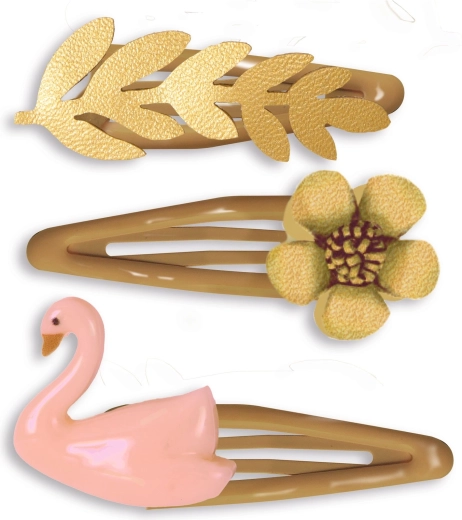 Djeco pinzas para el pelo Carmen – cisne, flor y hoja