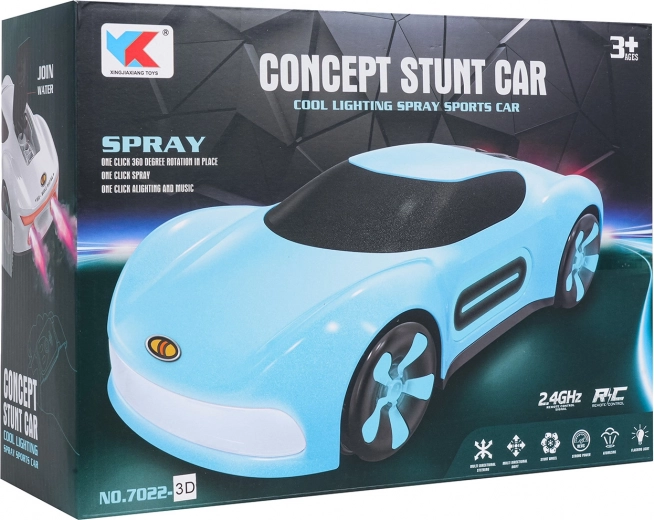 Coche RC infantil con efecto de humo y control tipo reloj – azul