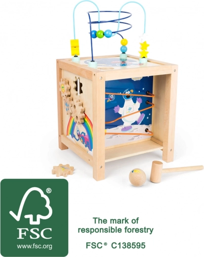 Cubo motriz de actividades de madera para niños