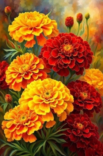 Pintura por números – flores, 40 × 50 cm sobre lienzo