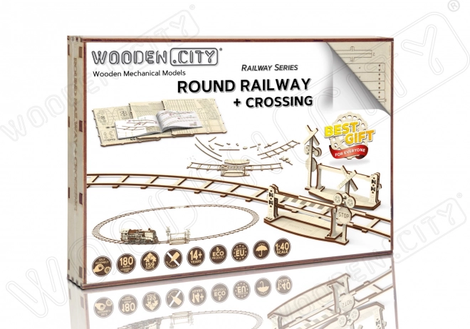 WOODEN CITY rompecabezas 3D de vías circulares con paso a nivel (159 piezas)