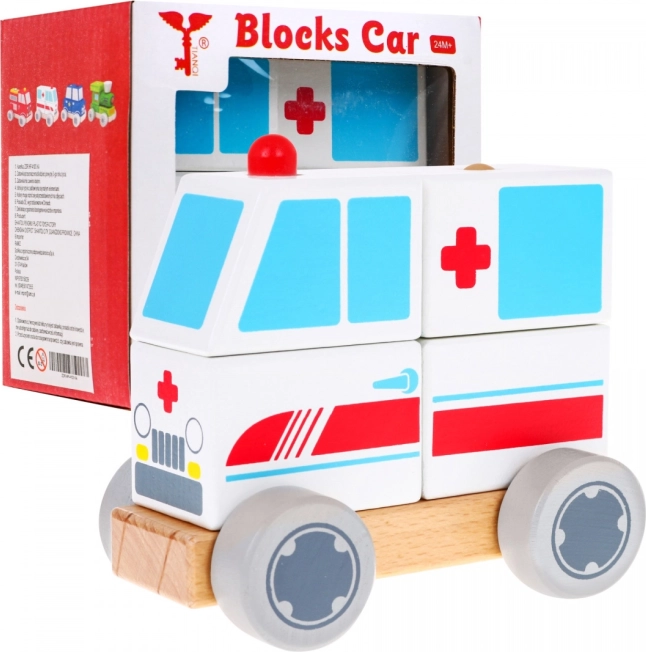 Ambulancia de madera: cochecito para niños para montar