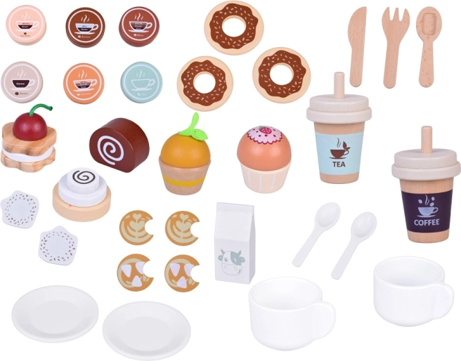 Cafetería completa con vasos para llevar y leche