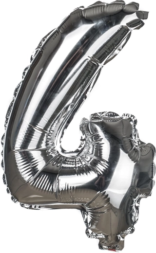 Globo de aluminio número 4, 30 cm: dorado o plateado