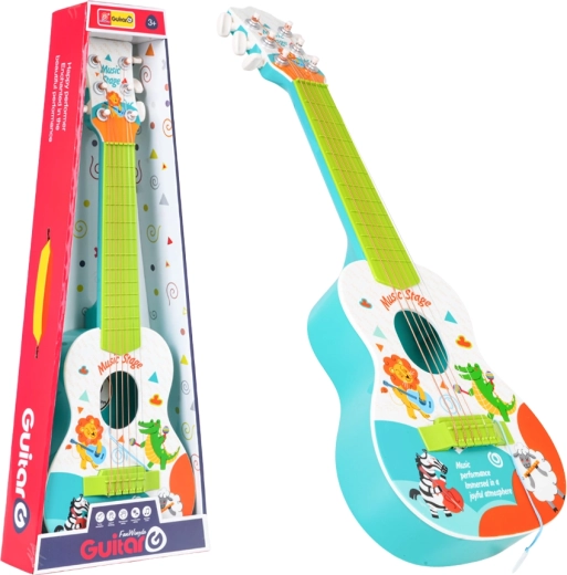 Guitarra clásica infantil con animalitos azul - 1 pieza
