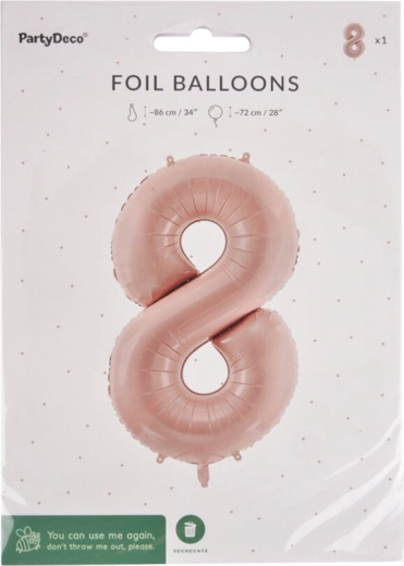 Globo de foil número 8 beige 72 cm
