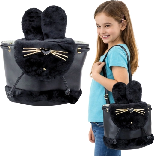 Mochila infantil de peluche conejito negra de 4 l