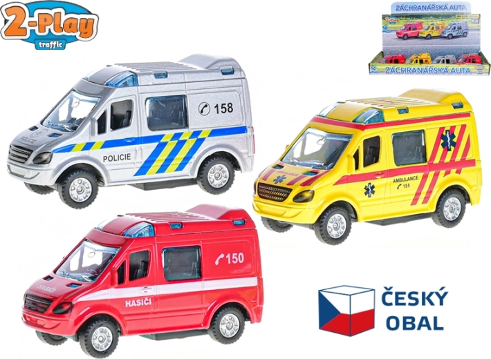 Coche metálico de servicios de emergencia 8 cm con retroceso