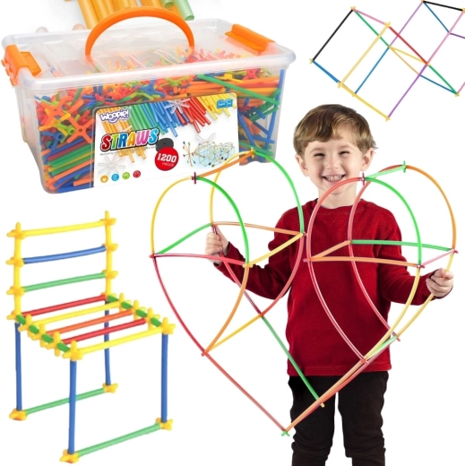 Set de construcción Woopie con pajitas de colores, 1200 piezas