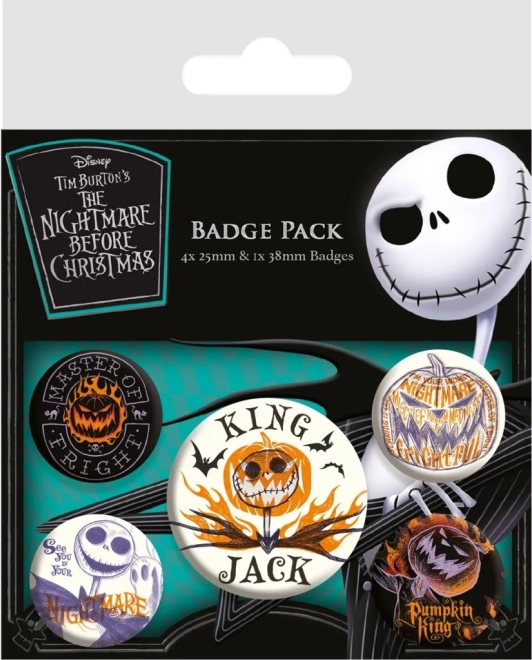 Set de chapas NIGHTMARE BEFORE CHRISTMAS – 5 uds. (2,5–3,5 cm)