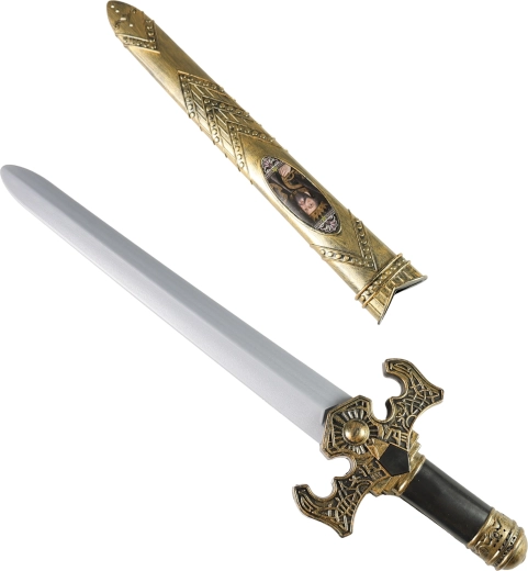 Espada de caballero con funda dorada y efectos de sonido 55 cm