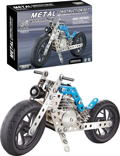 Kit de construcción metálico de motocicleta con 140 piezas