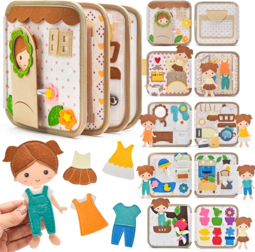 2Kids Toys libro sensorial busy de tela en forma de casita con muñeca