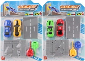 Set de coches lanzadores con plataforma y muro rompible