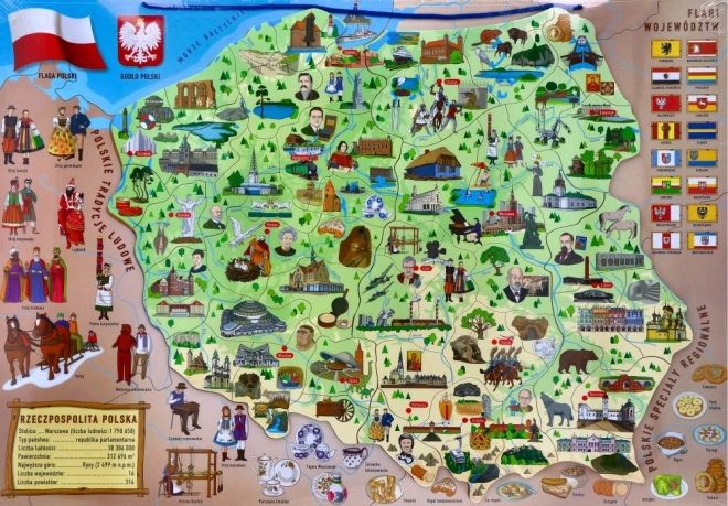 Mapa magnética Polonia 3 en 1