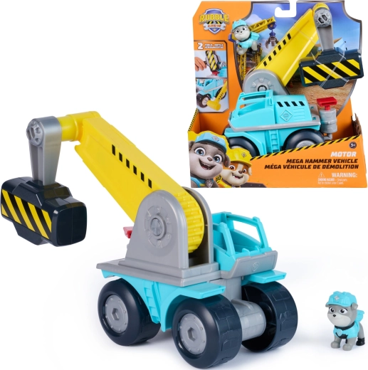 La patrulla canina Rubble y su equipo: Motor y vehículo de construcción transformable con martillo y figura