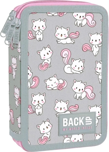 Estuche escolar de tres compartimentos con equipamiento BackUP gatitos kitty