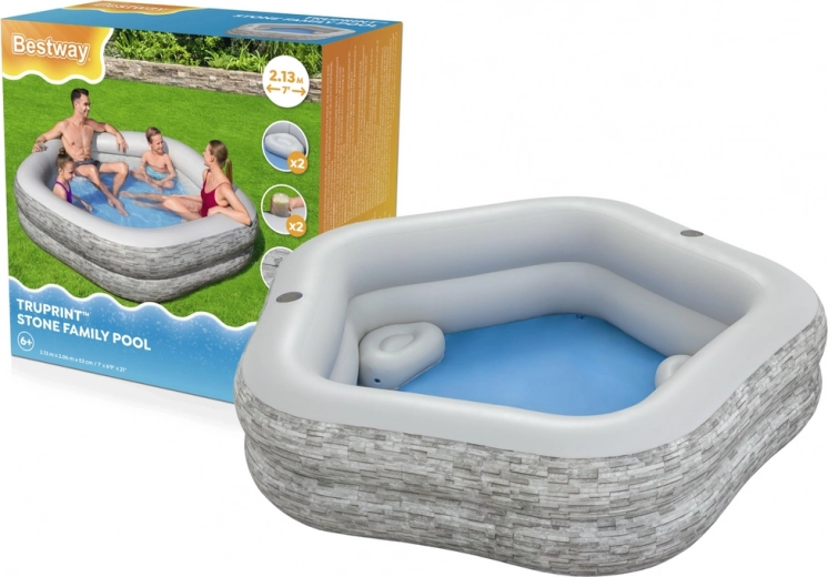 Piscina de jardín inflable esquinera 213 × 206 × 53 cm Bestway