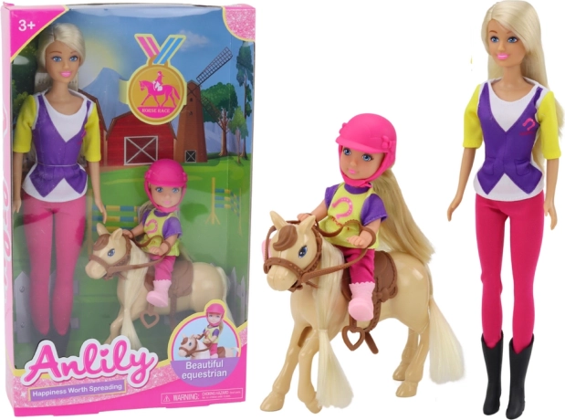 Set de muñeca Anlily con bebé y poni - establo ecuestre