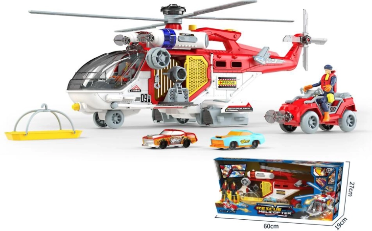 Avión de rescate con coches y equipo de rescate