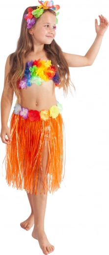Falda hawaiana infantil naranja 45 cm