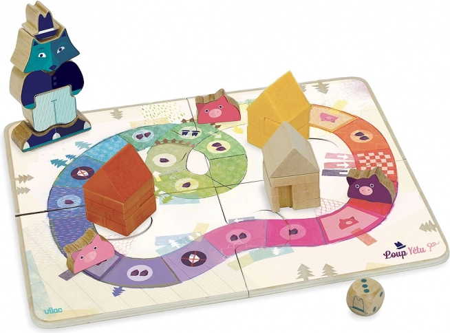 Vilac juego Los tres cerditos – juego de mesa cooperativo de madera para niños